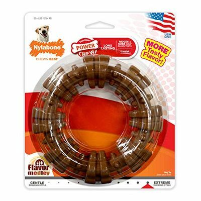 Nylabone Power Chew Textured Dog Chew Ring Toy Flavor Medley Flavor X-LargeSouper - 50+ λίβρες.