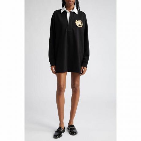 Stella McCartney Oversize μεταλλικό κεντημένο βαμβακερό πουκάμισο ράγκμπι σε μαύρο 1000 στο Nordstrom, μέγεθος X-Large