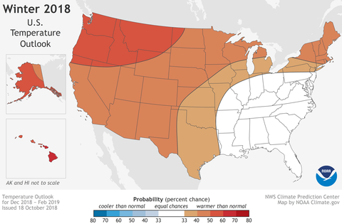 Πρόγνωση καιρού για το χειμώνα NOAA 2019