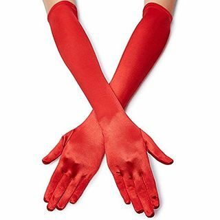 Red Opera-Length Σατέν Γάντια 