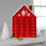Ξύλινο Σπίτι Advent Ημερολόγιο - Κόκκινο
