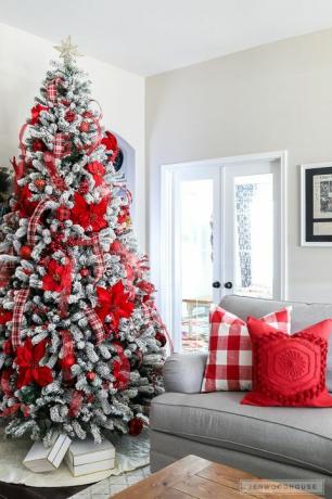 κόκκινα λευκά διακοσμητικά Χριστουγεννιάτικα δέντρα 