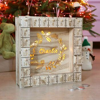 Εξατομικευμένο Ξύλινο Advent Calendar Light Box