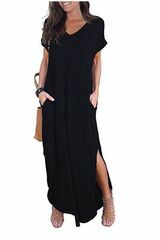 Γυναικεία casual μακρύ φόρεμα σε μαύρο