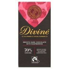 Divine Fairtrade 70% Μαύρη Σοκολάτα με Σμέουρα90γρ